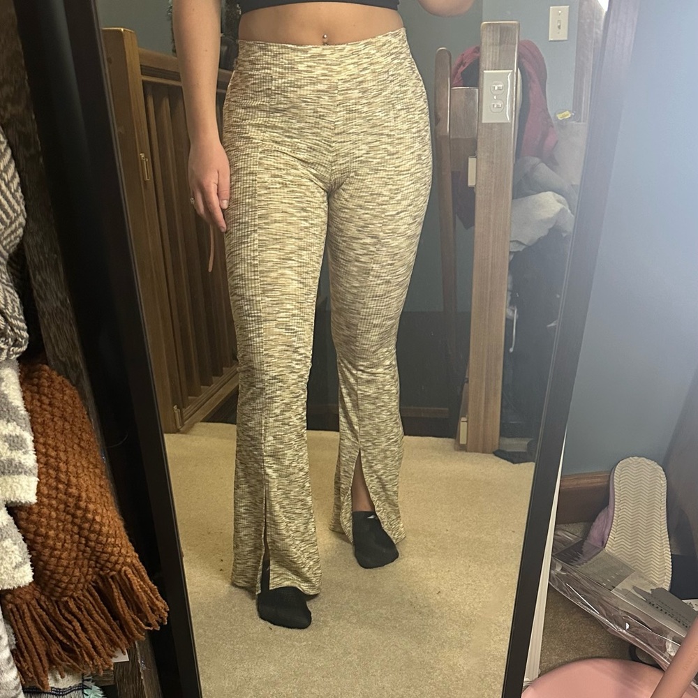 Stylish Beige Patterned Women's Pants